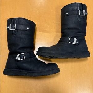 UGG Black Buckle Leather Boots